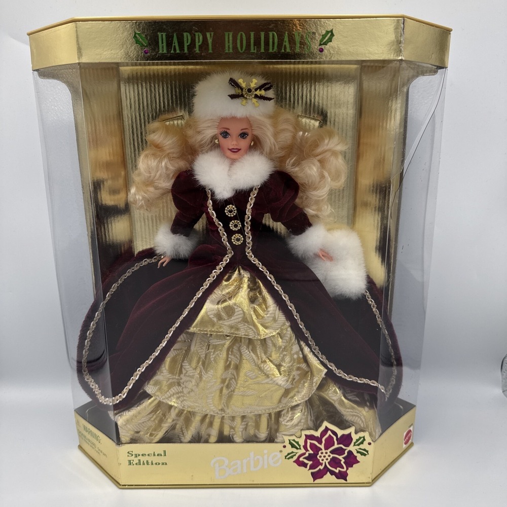 Mattel Happy Holidays Barbie 1996 Special Edition Burgundy Velvet OrigilnalOwner